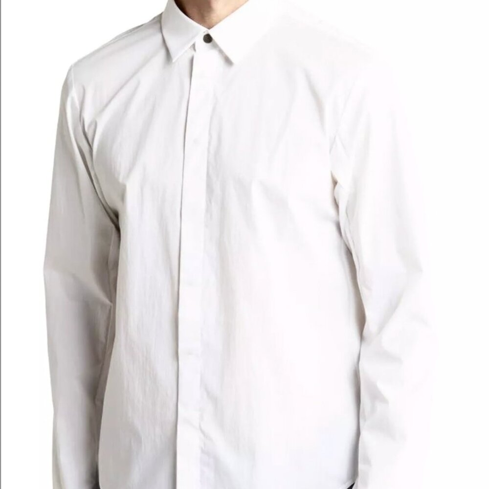RAG & BONE Pursuit Engineered White Snap Button Front LS Shirt Size L